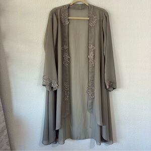 TAUPE LACE TRIM KIMONO DUSTER